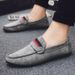 Euro Step Sole Red Casual Men's British Style Work Loafers Soft Leather Shoes Internet Celebrity_vogvips.com