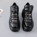 Women's Dark Black Chunky Shoes Thick Sole Unique Gothic Punk Boots Heavy Metal_vogvips.com