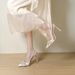 2025 Spring/Summer New Pointed Toe Shallow Mouth White Stiletto High Heels With Rhinestones Elegant French Style Wedding_vogvips.com
