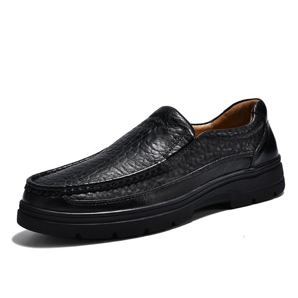 Embossed Crocodile Pattern Men's Shoes Large Size Foot Cover Casual Men's Leather Shoes Dad Shoes_vogvips.com