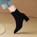 Chunky Heel Suede Fashion Pointed Toe Patchwork Short Martin Waterproof 2025 Winter New Style Elegant Versatile Ankle_vogvips.com