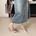 Spring 2025 French Style Silver Women's Pointed Toe High Sandals With One Strap, Thin Heel Slip-On Mules For Women_vogvips.com