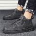 Men's Trendy Zipper High Top Board Korean Version Soft Soled Suede Leather Shoes British Style Youth Martin Boots_vogvips.com