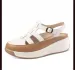 Womens White Beige Platform Gladiator Ankle Buckle Strap Closed Toe Wedge Sandals For Comfort Summer Casual Wear_vogvips.com