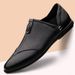 Fashionable Trendy Korean Style Casual Leather Shoes, Men's Loafers With Soft Sole And Anti-Slip For Driving_vogvips.com