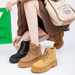 Boots 2024 New Leather Martin Boots Women's Shoes Versatile Rhubarb Thick-soled Single Boots Short Leather Boots Women's_vogvips.com