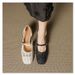 French-style Vintage Soft Leather Square-toed Woven Hollow Mary Jane For Women, 2026 New Model, Mid-heel Single-strap_vogvips.com