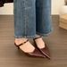 Pointed High Heels Stiletto Elegant Closed Toe Mules Outdoor Wear Metal Buckle Strap French Style Single Shoes_vogvips.com