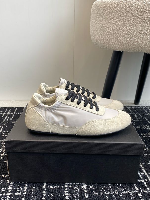 2025 New Color-Block Nylon Casual Sneakers Genuine Leather White Versatile Breathable Flat Shoes Couple Style_vogvips.com
