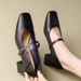 MTX 2025 Spring Summer New French Style Gentle Square Toe Mary Jane Shoes For Women With Chunky Heels And Skirts_vogvips.com