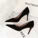 1829-A5 Women's Shoes Thin High Heel Suede Shallow Mouth Pointed Metal Bead Nightclub Sexy Single Shoe_vogvips.com
