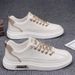 Summer New Breathable White Men's Versatile Thick Soled Sports And Leisure Leather Flat Trendy Shoes_vogvips.com