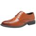 Euro Step Large Size Leather Summer Style British Pointed Brogue Soft Sole Men's Business Formal Groom Wedding Shoes_vogvips.com