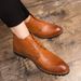 Euro Step Large Size Men's High-top Leather Business Ankle Martin Boots Pointed Brogue Carved Mens Shoes_vogvips.com