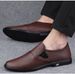 Men's Shoes Foot Cover Dress Leather Shoes Men's Leather Round Head Shallow Mouth Casual Leather Shoes_vogvips.com