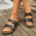 Flip Flops Wear Lightweight Double Buckle Flat Slippers Outside The Home_vogvips.com