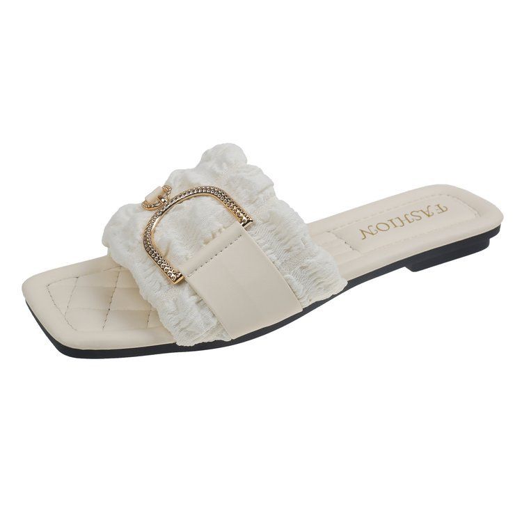 Women's Luxury Pearl Slides - Chic Flat Summer Sandals Non-Slip Comfortable Slippers For Indoor & Outdoor_vogvips.com