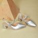 Women's Peep Sandals 2025 New Summer French Style Mary Jane Shoes With Chunky Silver Strap Pointed Toe High Heels_vogvips.com