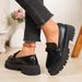 Women's Plus Size Loafers Black Thick Soled Retro British Style Shoes Autumn Winter_vogvips.com