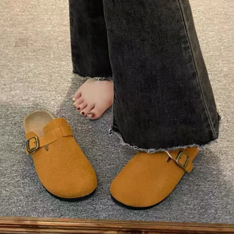 New Retro Women's Shoes Summer Outdoor Fishing Thick Sole Non-Slip Closed Toe Half Slip Slip-On Soft Soled_vogvips.com