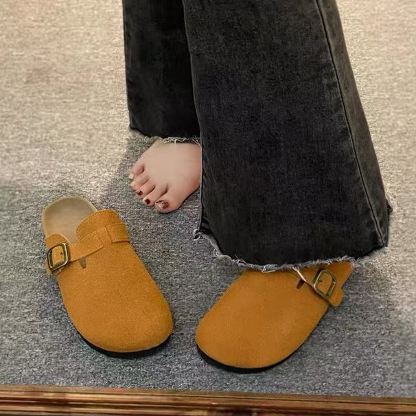 New Retro Women's Shoes Summer Outdoor Fishing Thick Sole Non-Slip Closed Toe Half Slip Slip-On Soft Soled_vogvips.com