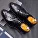Euro Step First Layer Cowhide Crocodile Pattern Brogue Lace-Up Business Formal Men's Genuine Leather British Casual Wedding Shoes_vogvips.com