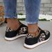 Women's New Thick Soled Leopard Print Lace Up Casual Sports Shoes Women's Large Size Low Top Single Shoes Running Shoes_vogvips.com