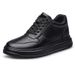 Round Toe Thick Soled Men's Board Shoes, Invisible Inner Height Increasing Board Shoes, Mid Top Casual Leather Shoes_vogvips.com