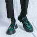 2024 New Men's Large Thick Sole Lace-up Patent Leather Shiny Casual Chunky Heel Loafers Hairstylist Trendy Shoes_vogvips.com
