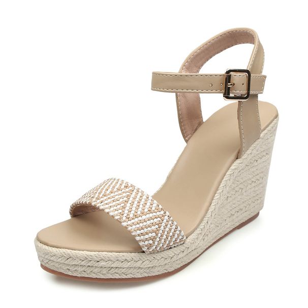 Women's Summer Wedge Platform Sandals High Heel Open Toe Straw Braided Rope Sole Fashion Footwear_vogvips.com