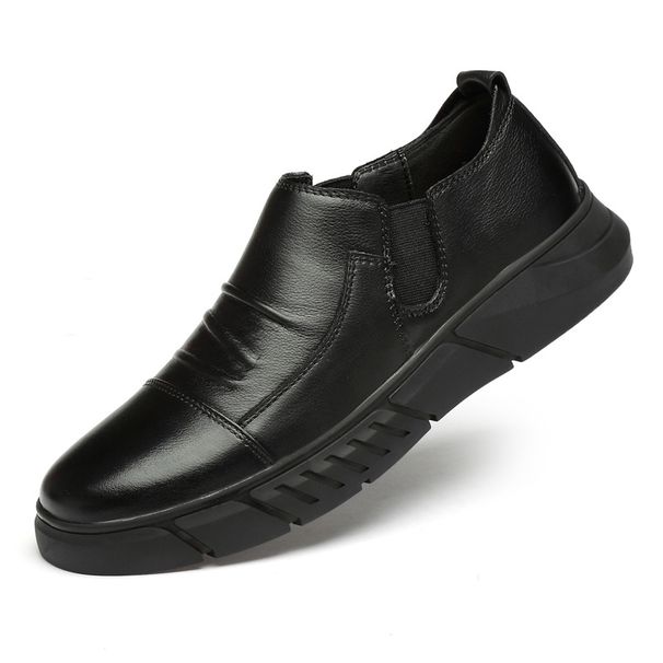 Men's Round Head First Layer Casual Shoes Sleeve Low Heel Leather Shoes Men's Casual Shallow Mouth Leather Shoes_vogvips.com
