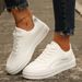 New Round Toe Solid Color White Casual Single Shoes, Trendy Plus Size Women's Shoes_vogvips.com