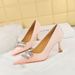 1818-K76 European And American Style Fashionable Party Women's Shoes, High-heeled, Shallow Pointed Toe, Suede, Metal_vogvips.com