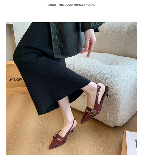Niche High Heels Red Closed-Toe Sandals Fairy 2025 New Spring Summer Black French Pointed Toe Single Shoes_vogvips.com