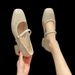 French Mary Jane Women's Mid 2025 Spring Autumn New Style Square Toe Small Leather Shoes With A Buckle And Thick Heel,_vogvips.com