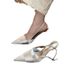 Looks Super Beautiful And Cool On The Feet, With A High-end Feel! Pointed-toe Silver Satin Sandals For Women,_vogvips.com