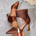 Women's Shoes Brown Zipper High Heels Mules Women's Shoes Stiletto Fashionable Pointed Toe Simple High Heels Single Shoes Women_vogvips.com