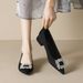 Pointed Single Shoes Women's Thick Heels Rhinestone High Heels Shallow Mouth One Pedal Black Commuter Shoes_vogvips.com