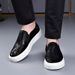 FashionSummer Breathable Board Shoes For Men Fashion Causal Black Cow Suede Loafers Male Black Leather Men's Platform Shoe_vogvips.com
