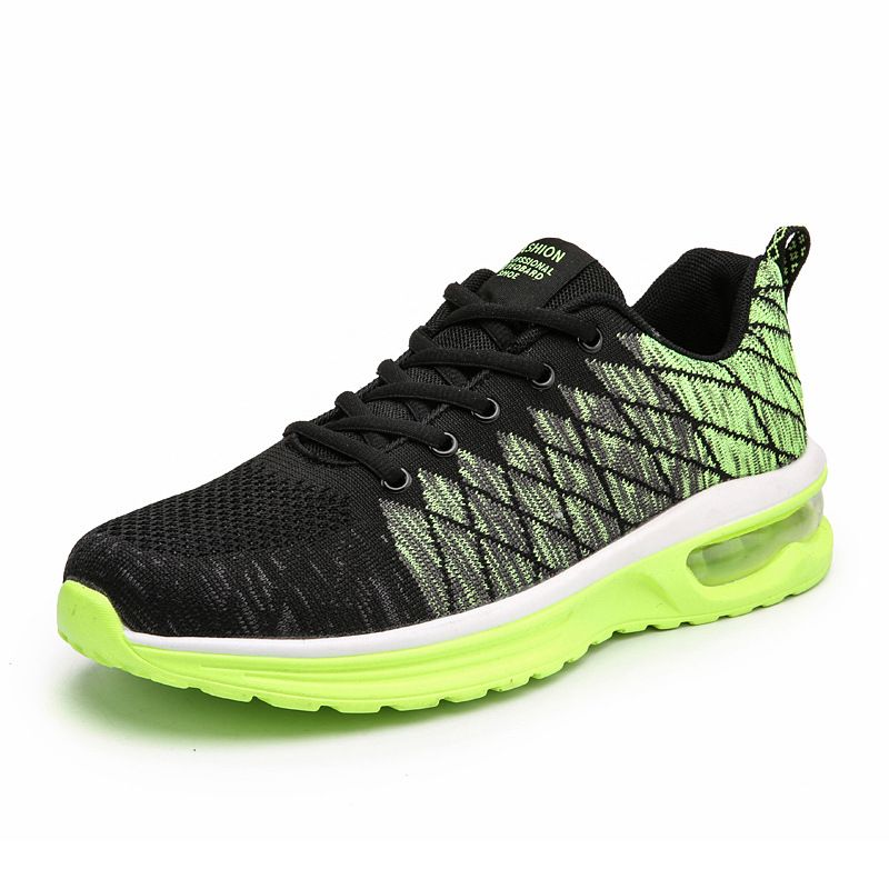 Spring And Autumn New Flyknit Air Cushion Men's Shock Absorbent Running Korean Edition Breathable Couple Casual_vogvips.com