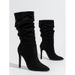 Elegant Women's Stiletto Boots - Chic Pointed Toe Slip-On Mid-Calf Suede Boots With PU Lining & Comfortable Rubber Sole_vogvips.com