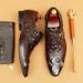 Men's leather shoes crocodile print men's shoes British formal leather shoes Business shoes_vogvips.com