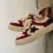 Womens Red Blue Star Patch Sneakers Thick Rope Laces Low Top Casual Shoes_vogvips.com