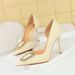 626-K8 Style Banquet Thin Heels, Shallow Mouth, Pointed Side Hollow, Sexy And Slim Metal Water Diamond Buckle High Heel_vogvips.com