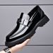 Casual Leather Shoes Men, Perforated One Foot Stomping, Loafers, Fashionable Trendy, Shiny Leather, Big Toe Shoes,_vogvips.com