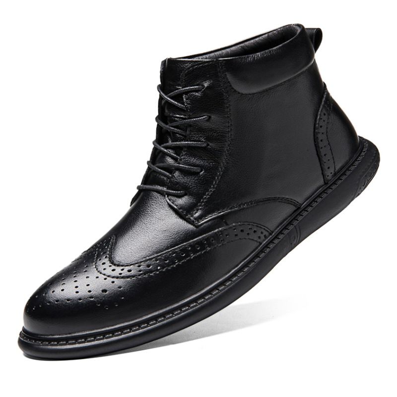 Men's Mid-top Leather Boots Casual, Breathable Velvet Martin Boots_vogvips.com