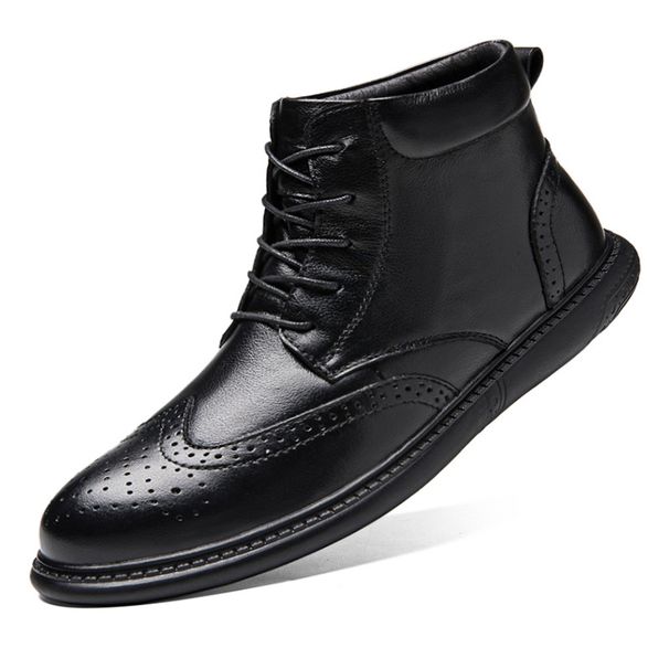 Men's Mid-top Leather Boots Casual, Breathable Velvet Martin Boots_vogvips.com