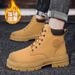 European Warm Series Dahuang Chinese Autumn Winter Fleece Lined Cotton Shoes Martin Men's High-top Work Boots Trendy_vogvips.com