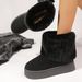 New Soled Round Toe Flip Over Fur Short Tube Snow Boots Women, With A Sponge Sole For Warmth And Thick Cotton Shoes_vogvips.com