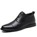 Male Round Head Shallow Mouth First Layer Work Leather Shoes Lace-up Casual Men Professional Formal Men_vogvips.com